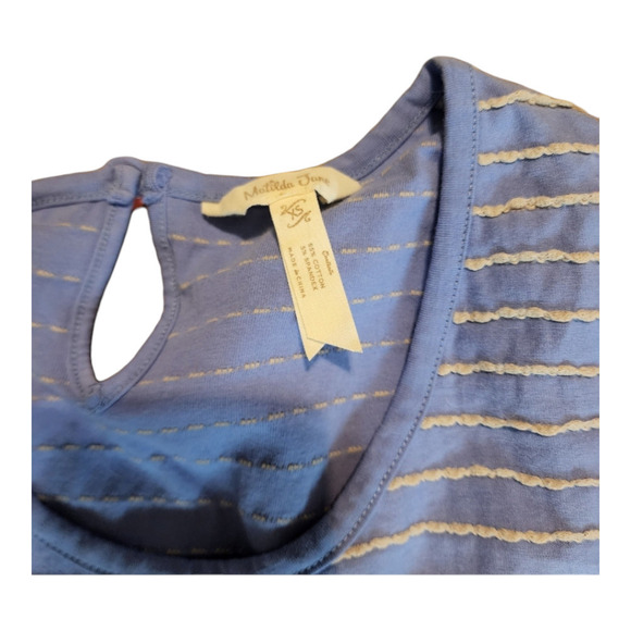 Matilda Jane Exploration Midi Dress Periwinkle Lace Stripe Stretch Short Sleeve - Picture 5 of 6